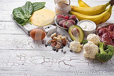 Natural sources of vitamin B7 biotin Stock Photo