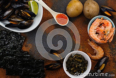 Food rich of iodine Stock Photo