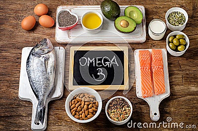 Food rich in omega 3 Stock Photo