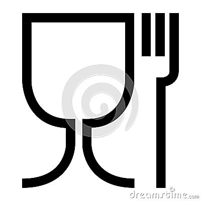 Food safe symbol. The international icon for food safe material are a wine glass and a fork symbol. Large version Vector Illustration