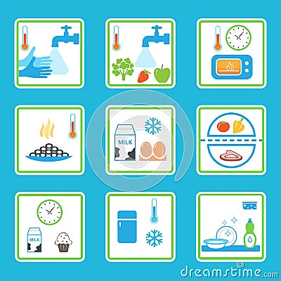 Food Safety Rules Infographics. Healthy Eating Habits Vector Illustration