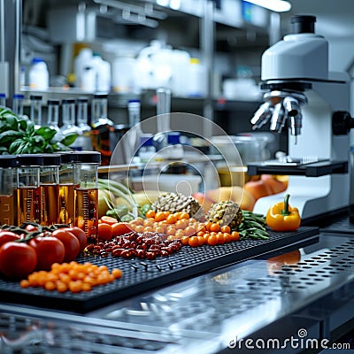 Food science lab conducts nutritional analysis for research purposes Stock Photo