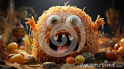 Food sculpture of monster with eyes. Generative AI. Stock Photo