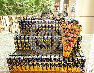 Food sculpture presented at 24th Annual Canstruction competition in New York Editorial Stock Photo