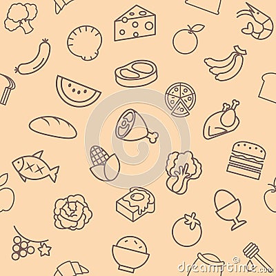 Food Seamless pattern elements and background Vector Illustration