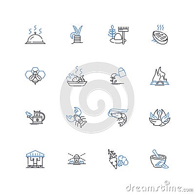 Food security line icons collection. Access, Affordability, Availability, Distribution, Famine, Genetically-modified Vector Illustration