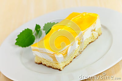 Food series: mango fancy cake with yellow fruit je Stock Photo