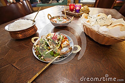 Food served at table in restaurant Stock Photo