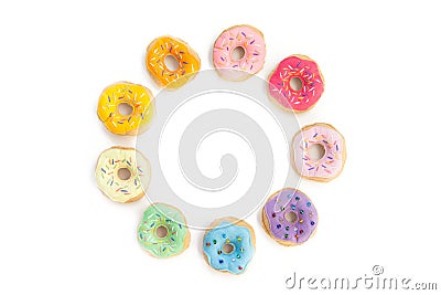 Toy food for children`s games. Hand-made donuts made of fabric, Stock Photo