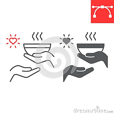 Food sharing line and glyph icon Vector Illustration