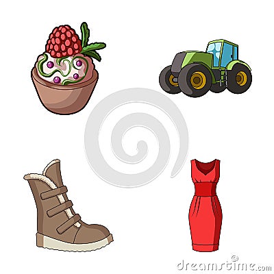 Food, shoes and other web icon in cartoon style. transport, fashion icons in set collection. Vector Illustration