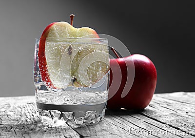 Food shooting, apple in soda Stock Photo