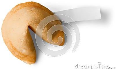 Fortune Cookie with Blank Piece of Paper Stock Photo