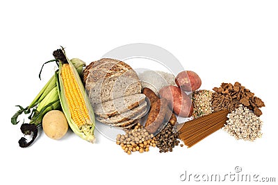 Food Sources of Complex Carbohydrates Stock Photo