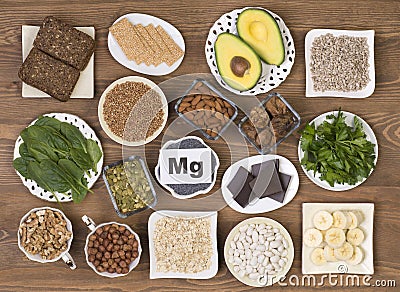 Food sources of magnesium Stock Photo