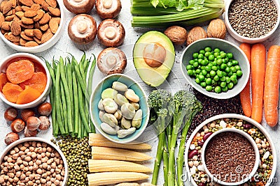 Food sources of plant based protein Stock Photo