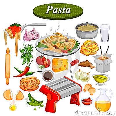 Food and Spice ingredient for Pasta Vector Illustration