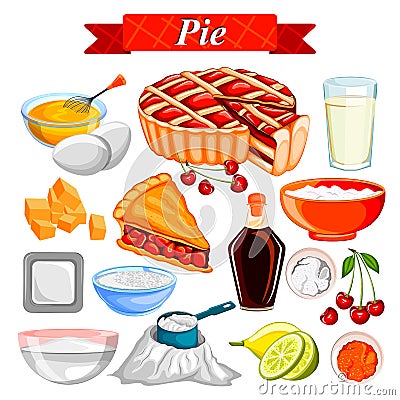 Food and Spice ingredient for Pie Vector Illustration