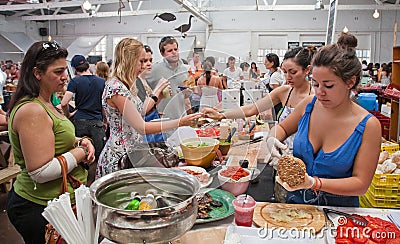 A food stall in Woodstock Market, Cape Town Editorial Stock Photo