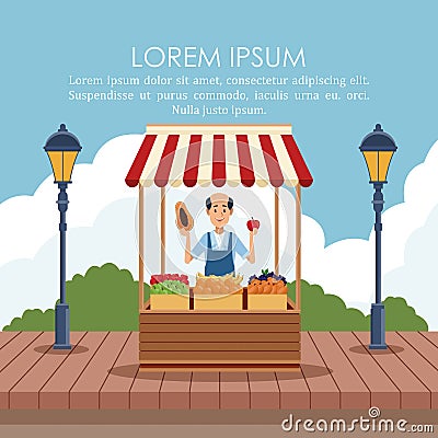 Food stand poster Vector Illustration