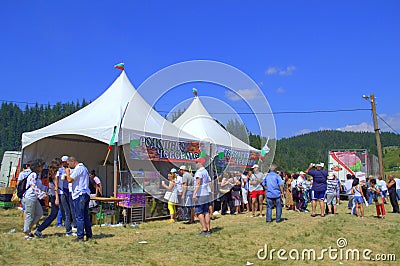 Food stand at Rozhen fairground,Bulgaria Editorial Stock Photo