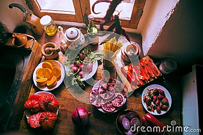 Food still life in a kitchen Stock Photo