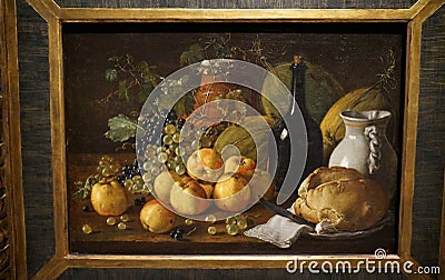 Food Still Life Painting at the Museum Editorial Stock Photo