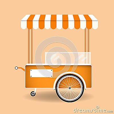 Food street cart. Cartoon ice-cream, hot dog, popcorn retro car Vector Illustration