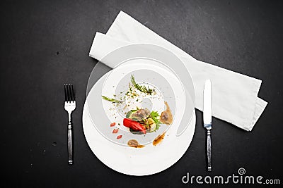 Food styling steak on white plate Stock Photo