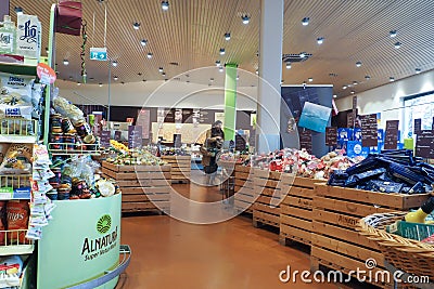 Food supermarket Alnatura in Frankfurt, Germany Editorial Stock Photo