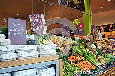 Food supermarket Alnatura in Frankfurt, Germany Editorial Stock Photo