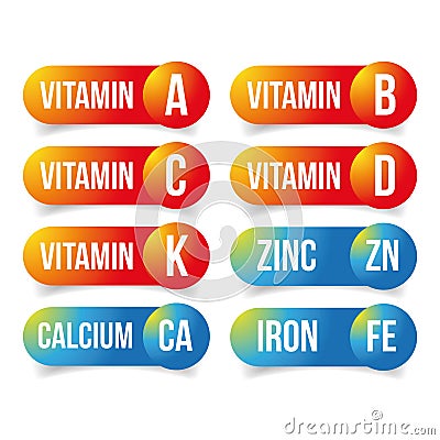 Food supplements Vitamins and minerals Vector Illustration