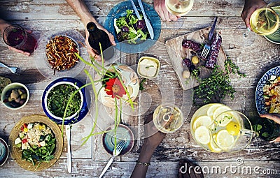 Food Table Healthy Delicious Organic Meal Concept Stock Photo