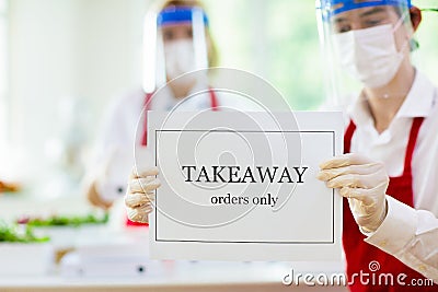 Food takeaway during coronavirus outbreak Stock Photo