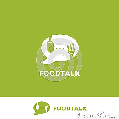 Food talk food podcast blogging logo icon with bubble speech symbol Vector Illustration