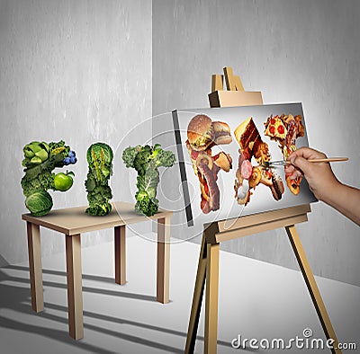 Food Temptation Concept Cartoon Illustration