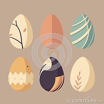 food themed colorful easter eggs collection Vector Illustration