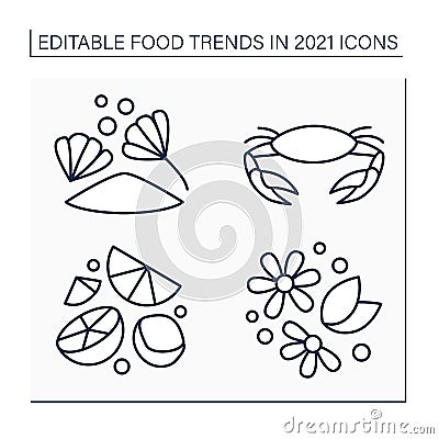 Food trends line icons set Vector Illustration