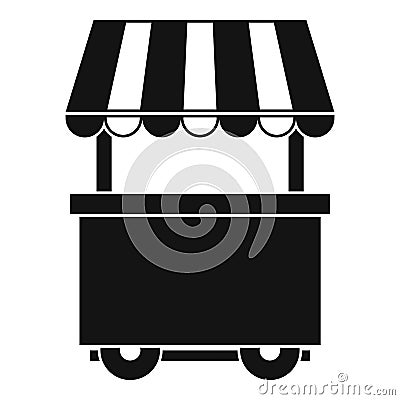 Food trolley with awning icon, simple style Vector Illustration