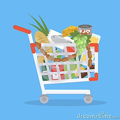 Food trolley cart. Vector Illustration