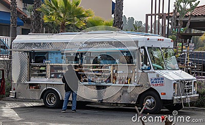 Food Truck at a Constuction Site Editorial Stock Photo