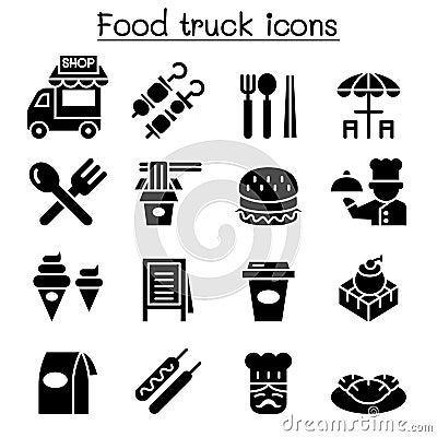 Food truck icon set Vector Illustration