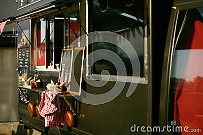 Food Truck Trailer On Street Stock Photo