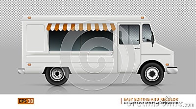 Food Truck View from right side Vector Illustration