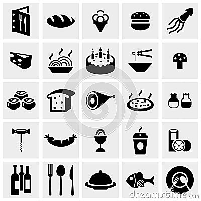 Food vector icon set on gray Vector Illustration