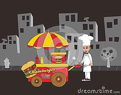 Food vendor cart Vector Illustration