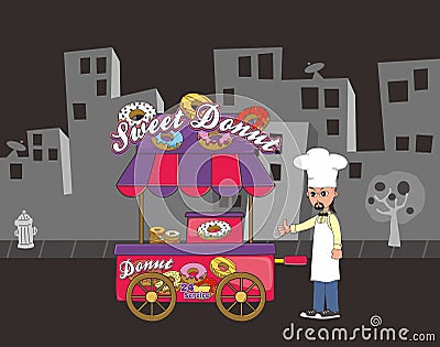 Food vendor cart Vector Illustration