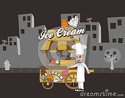 Food vendor cart Vector Illustration