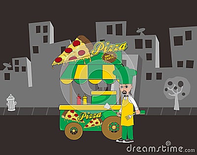 Food vendor cart Vector Illustration