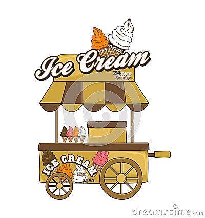 Food vendor cart theme Vector Illustration